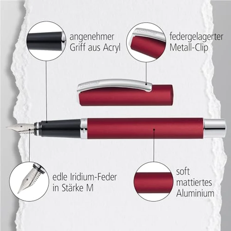 Online Pen Vision Füllhalter, eleganter Füllfederhalter aus mattiertem Aluminium mit Iridum-M-Feder in Geschenkbox – Bild 4