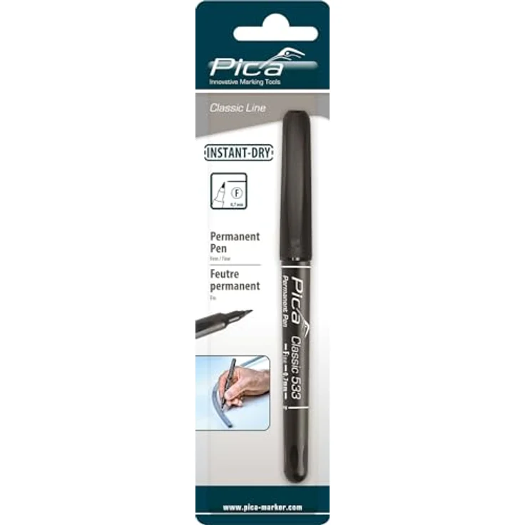 Pica Permanentmarker PICA Classic Permanent Pen, Fine, Schwarz – Bild 3