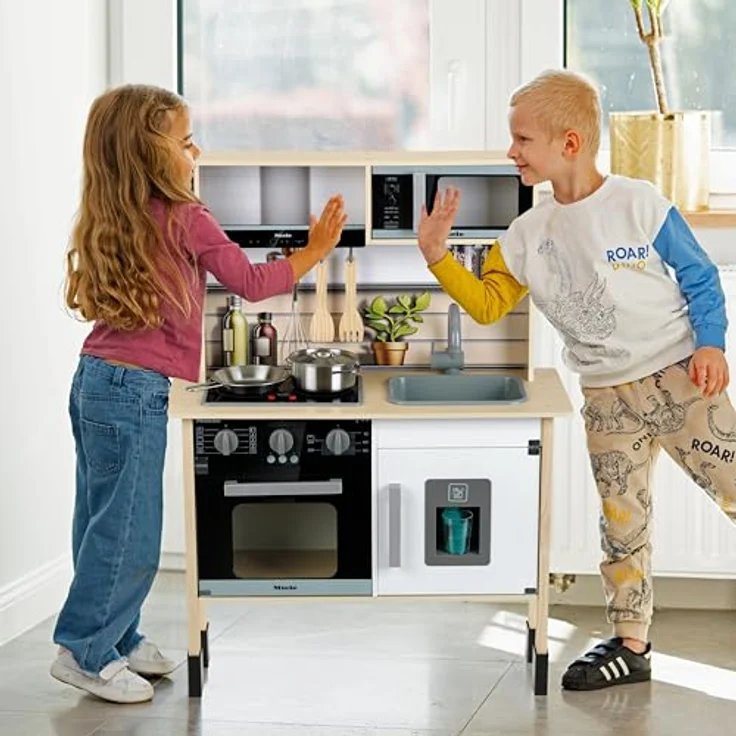 Theo Klein 7186 Miele Spielzeugküche, Holz (MDF), Midi 2, weiß mit Licht- und Soundmodul, hochwertigem Zubehör für Kinder ab 3 Jahren – Bild 2