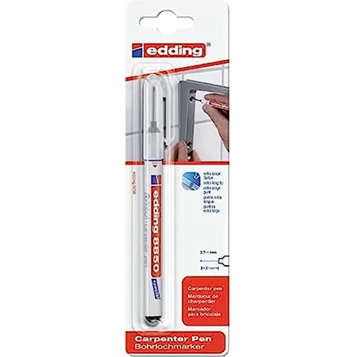 edding 8850 Bohrlochmarker - schwarz - 1 Stift - Rundspitze 1 mm - für Markierungen von schwer erreichbaren Stellen - extra lange, dünne Spitze 20 mm – Bild 1