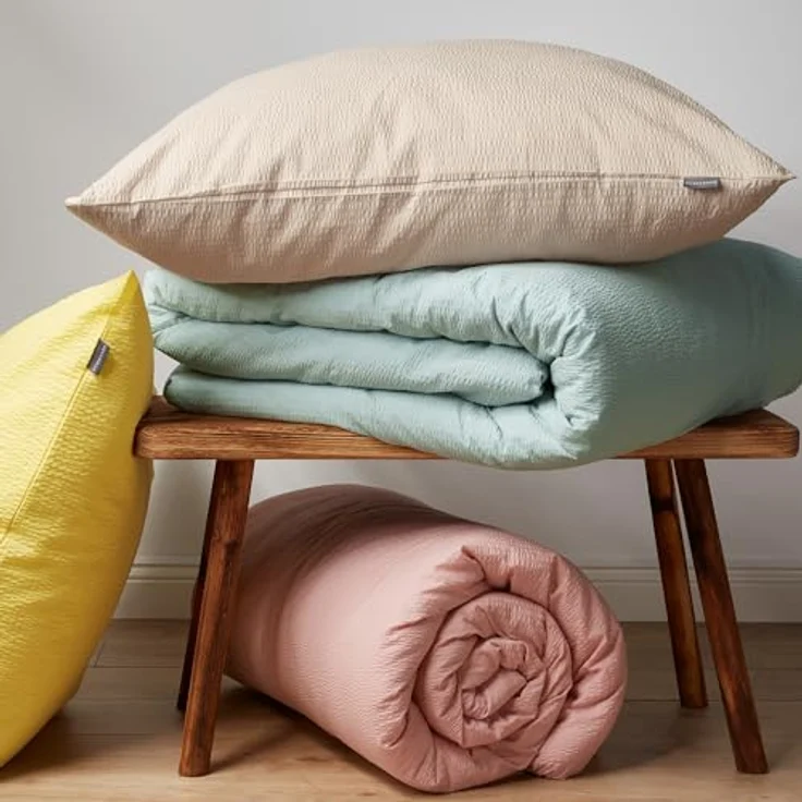 Schiesser Bettwäscheset Laura | Baumwoll Seersucker | 100% Baumwolle aus nachhaltiger Produktion | 135x200cm + 80x80cm | Hellrosa – Bild 5