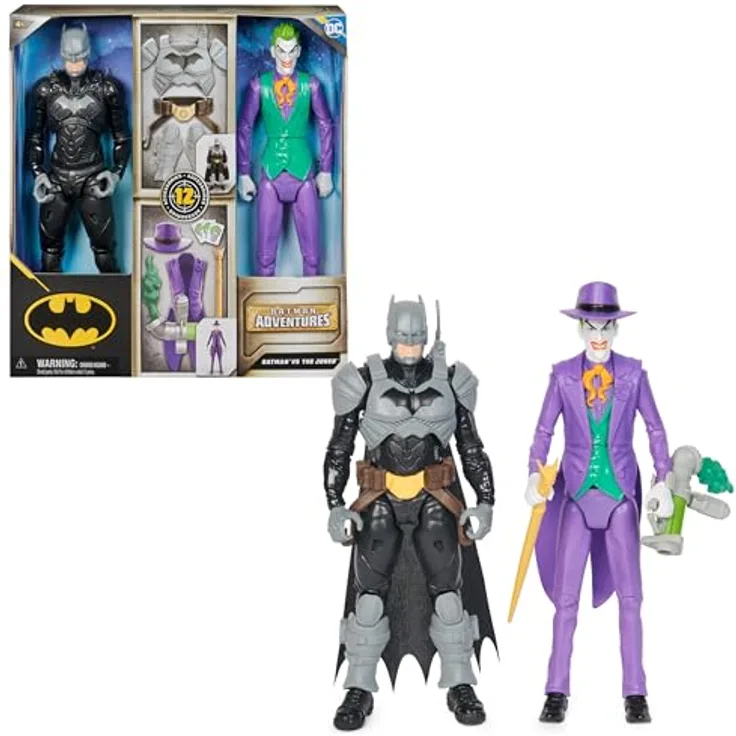 Spin Master Batman Adventures Batman vs The Joker Action-Figuren Set, 30 cm - 2 voll bewegliche Figuren mit 12 Ausrüstungsgegenständen für spannendes Rollenspiel, Spielzeug für Kinder ab 4 Jahren