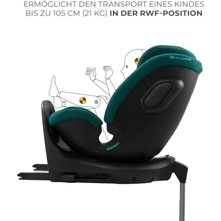 KinderKraft XRIDER 2 i-Size, Kindersitz mit Sicherheitsfeatures in grün – Bild 3