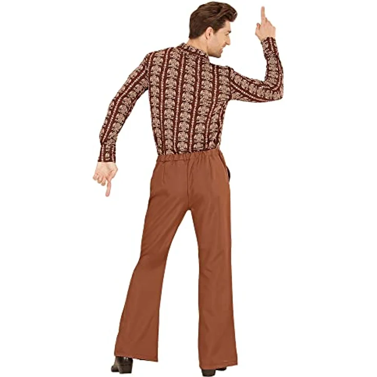 Widmann Groovy Herrenhose XL, 70er Jahre Style in braun, mit elastischem Bund und Seitentaschen – Bild 4