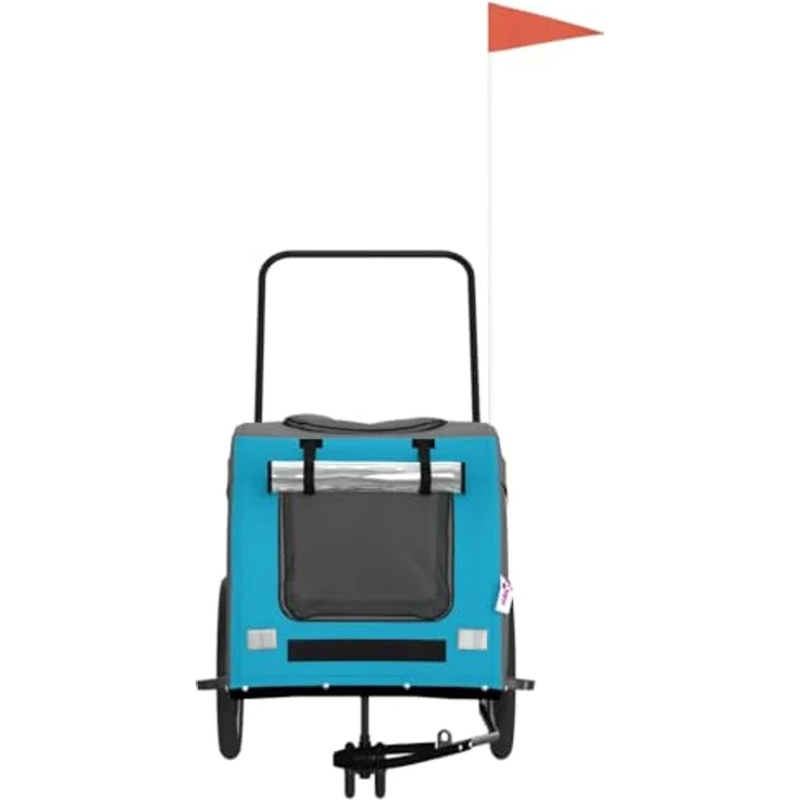 vidaXL Fahrradhundeanhänger Blau und Grau Oxford-Gewebe und Eisen mit PVC-Dach – Bild 5