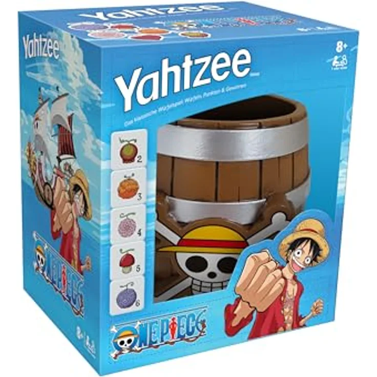Winning Moves Yahtzee One Piece Edition, Würfelspiel mit individuell gestalteten Würfeln & Würfelbecher im One Piece Design, für 1+ Spieler ab 8 Jahren, Deutsch