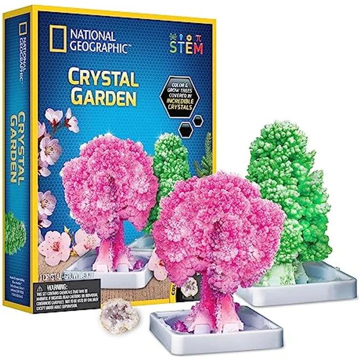 National Geographic Kristall-Garten-Anzucht-Set, für Kinder ab 8 Jahren, inklusive echte Rosenquarz-Kristallbäume und farbige Lernanleitung, Mint – Bild 1