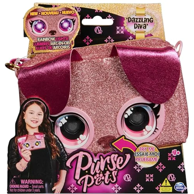 Purse Pets Clutch Dazzling Diva Hündchen - Kindertasche und Spielzeug in einem, die Augen leuchten in Regenbogenfarben, für Kinder ab 4 Jahren