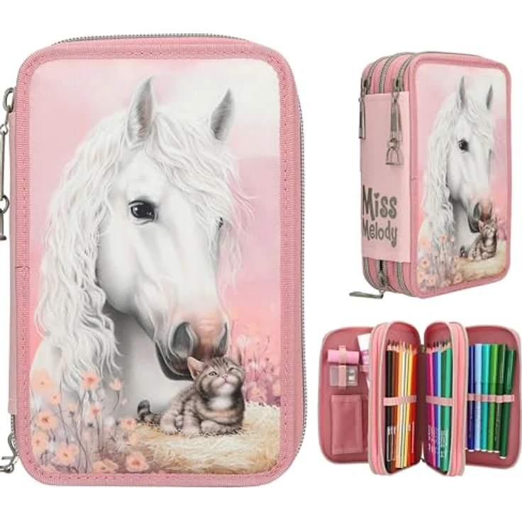 Depesche 13687 Miss Melody 3 Fach Federtasche, True Friends, 7.5 cm x 13 cm x 20 cm – Bild 2