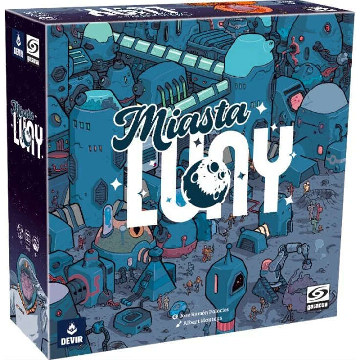 Galakta Städte von Luna, Brettspiel zur Gestaltung einer Mond-Siedlung, inklusive 165 Projektplättchen und 68 Gebietskarten