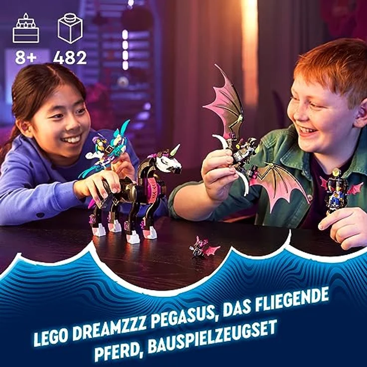 LEGO 71457 DREAMZzz Pegasus, Baue 2 Arten eines Pferdespielzeuges, enthält Zoey, Nova und Albtraumkönig als Minifiguren aus der TV-Show, kreatives Tierspielzeug für Kinder – Bild 2