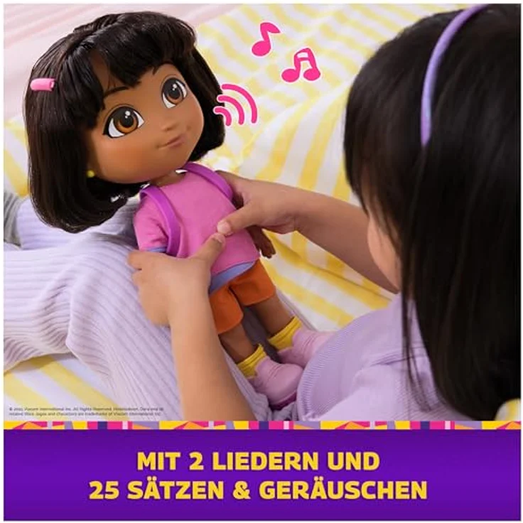 Spin Master Anziehpuppe Dora - Sing mit mir Dora, mit Sound, mehr als 25 Sätze und Geräusche, bilingual (Deutsch/Englisch) – Bild 5