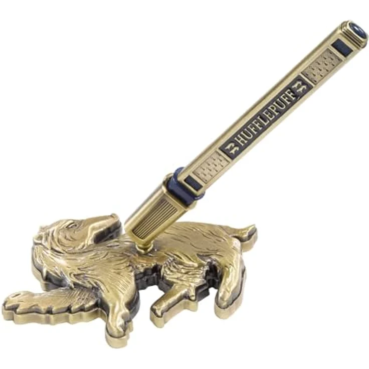 Noble Collection Harry Potter Hufflepuff Schreibstift mit Halterung, Mehrfarbig, 1 Stück – Bild 1