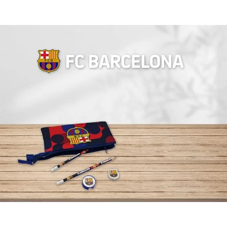 FC Barcelona Dreifach Federmäppchen, 3 Fächer mit Reißverschluss, ideal für Schule und Büro – Bild 5