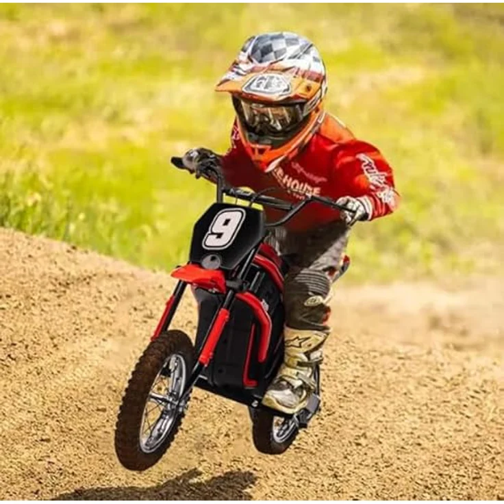FINOOS Elektro Motorrad Kinder Hurricane 24V, Elektromotorrad mit 350W Motor, 8/16 KMH Geschwindigkeitsmodus, 20KM Lange Reichweite, 12 Zoll Luftreifen, Moto Cross für Kinder von 3,5 – 7 Jahren (Rot) – Bild 5