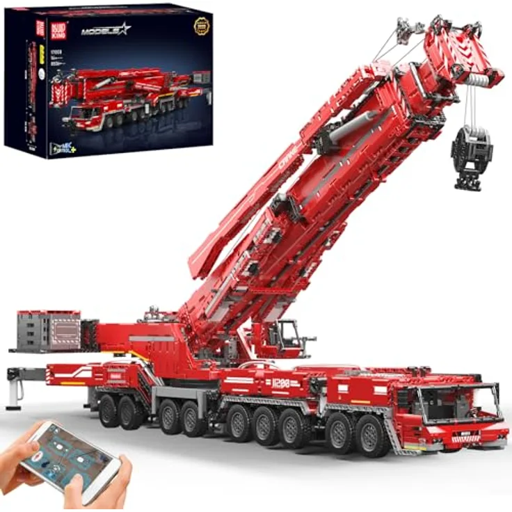 Mould King Technik Kran LTM 11200, ferngesteuert, 8506 Teile, mit Pneumatik- und Motorsteuerung für realistische Bewegungen