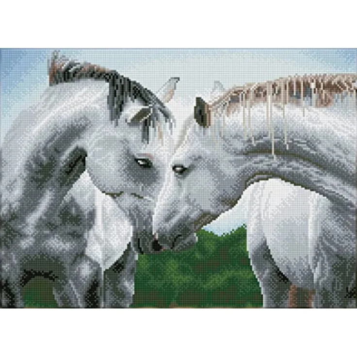 DIAMOND DOTZ DQ10.012 - Original 5D Diamond Painting Squares Set Pferde Sweet Talk, Kreativset mit 27.690 quadratische Diamant Mosaiksteinen, Malset ca. 38x52cm für Erwachsene und Kinder ab 8 Jahren