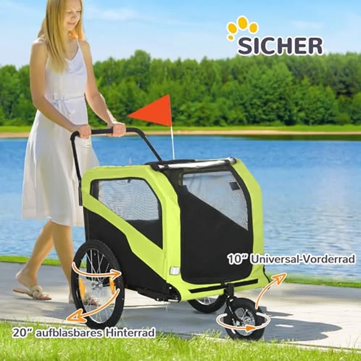 PawHut Fahrradhundeanhänger für Große Hunde, Oxford-Gewebe, Grün – Bild 6