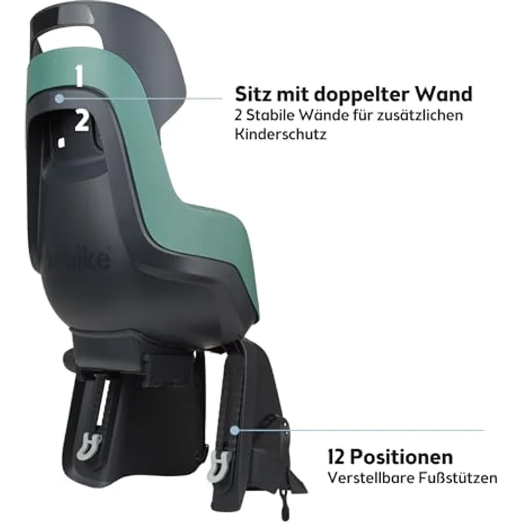 Bobike Fahrradkindervordersitz GO Maxi für 26“ bis 29“ Fahrräder, gepäckträgermontiert, Pfefferminze – Bild 7