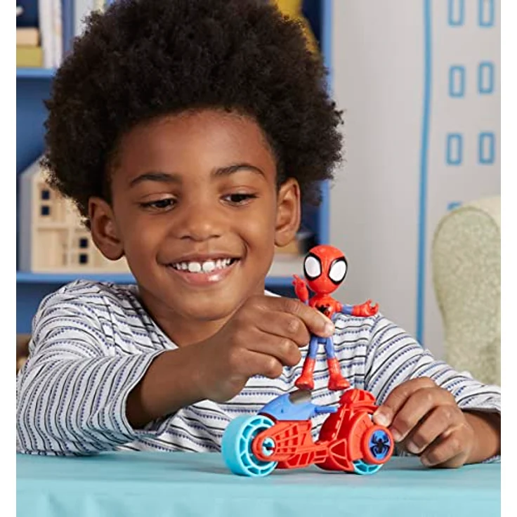 Hasbro Actionfigur Marvel Spidey and His Amazing Friends, Spidey mit Motorrad, 10 cm groß – Bild 5