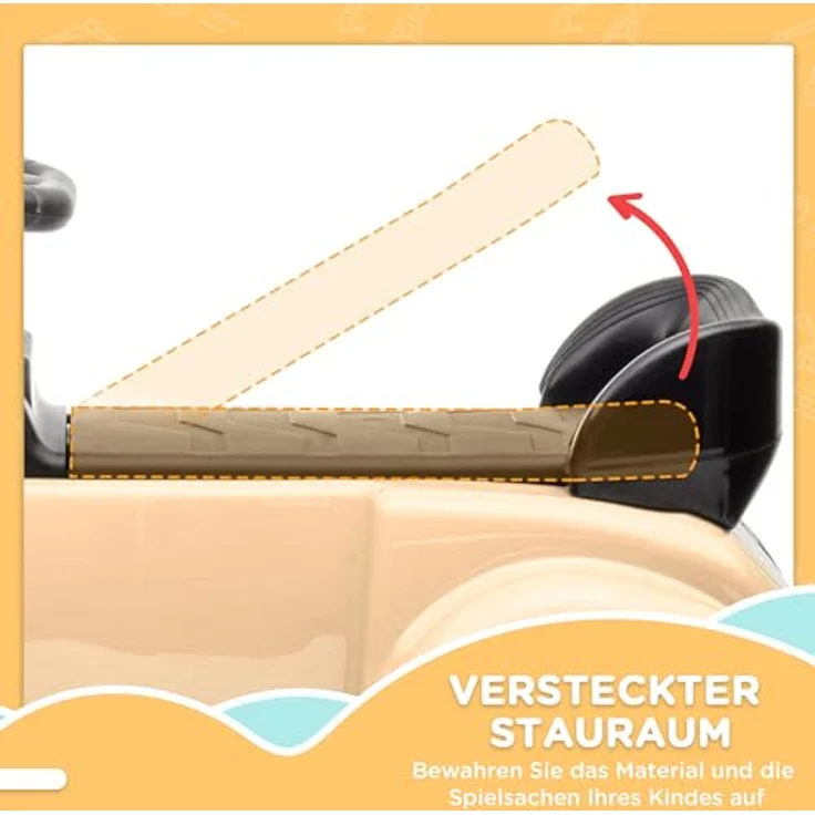 AIYAPLAY Rutschauto, Kinderfahrzeug mit Stauraum und Kippschutz, Beige, 77,5 x 41,5 x 45 cm – Bild 4