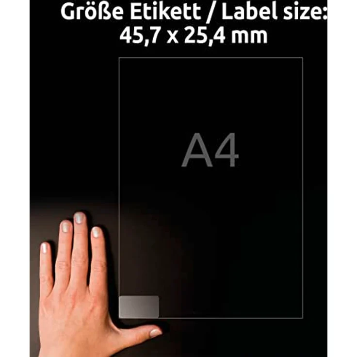 AVERY Zweckform L7781-25 transparente Etiketten (1.000 Klebeetiketten, 45,7x25,4mm auf A4, selbstklebend, Aufkleber zum Bedrucken, wetterfest, Beschriftungen/Produktaufkleber) 25 Blatt, durchsichtig – Bild 4