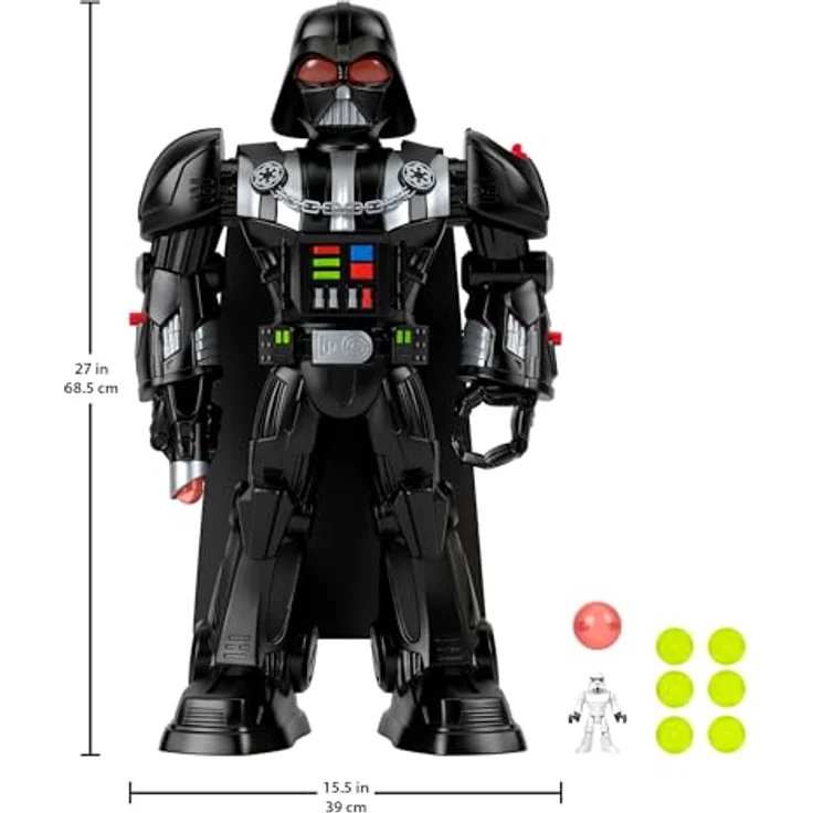 Fisher-Price Imaginext STAR WARS Darth Vader-Bot, 60 cm Spielzeug mit Lichtern, Geräuschen und Sturmtruppler Die-Cast Figurenschlüssel, für Kinder ab 3 Jahren, HXG51 – Bild 2