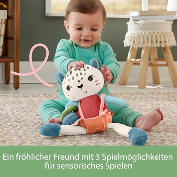 Fisher-Price® Kuscheltier Planet Friends, Schneeleopard, zum Teil aus recycelten Material – Bild 4