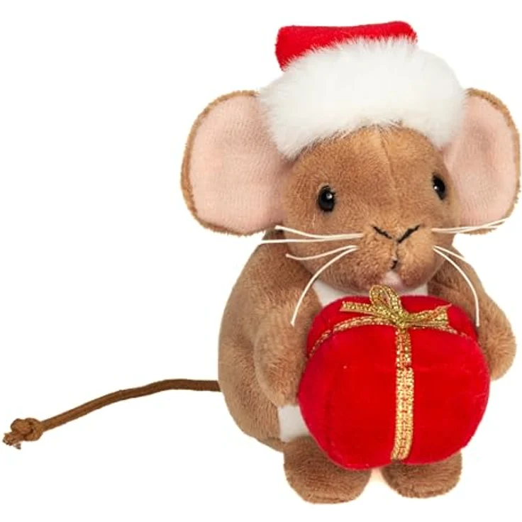 Teddy Hermann® Kuscheltier Weihnachtsmaus mit Geschenk, 11 cm, niedlicher Hingucker für die festliche Jahreszeit – Bild 1