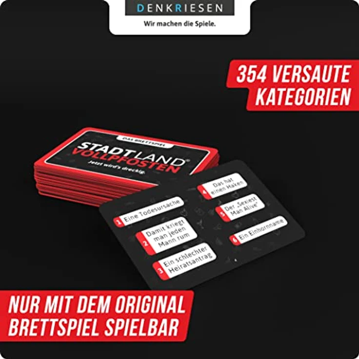 DENKRIESEN - Stadt Land VOLLPFOSTEN® - Das Brettspiel – ERWEITERUNG | +354 Kategorien (Rotlicht Edition) - Preisvergleich – Bild 3