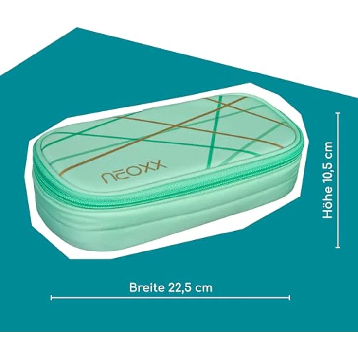 neoxx Schreibgeräteetui Schlamperbox, Jump, Mint To Be, teilweise aus recyceltem Material, mit Geodreieckfach und Stift-Flap - Preisvergleich – Bild 5