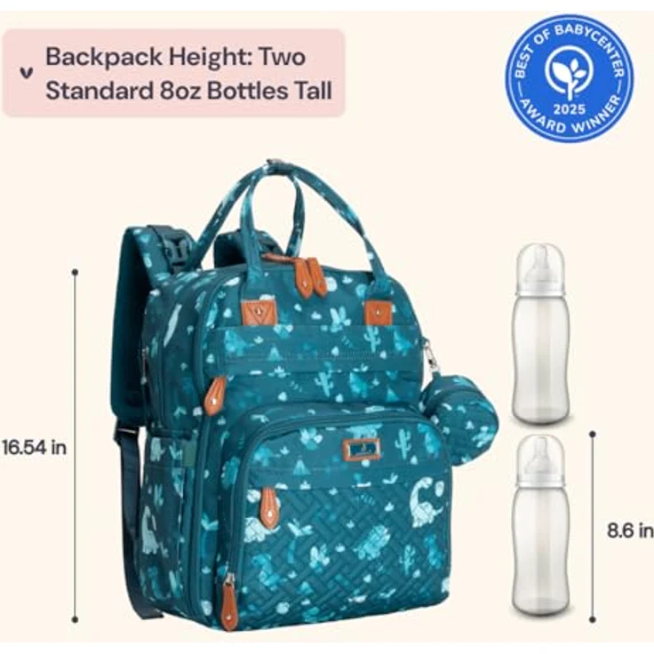 BabbleRoo Wickeltasche Rucksack, Wasserabweisend mit 17 Taschen, 26L Kapazität, inkl. Wickelauflage und abnehmbarem Schnullerhalter, für Mama & Papa – Bild 2