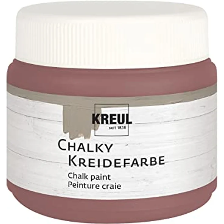 KREUL 75314 Chalky Kreidefarbe, Marsala Rouge, 150 ml, sanft-matt, cremig deckend, schnelltrocknend für Used Look Effekte – Bild 1