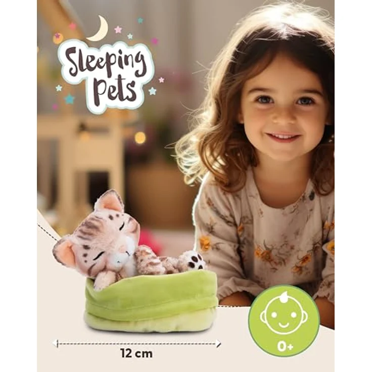 NICI Kuscheltier Katze Bengal 12cm schlafend im, nachhaltiges Stofftier mit authentischen Details, NICI Green Kollektion – Bild 2