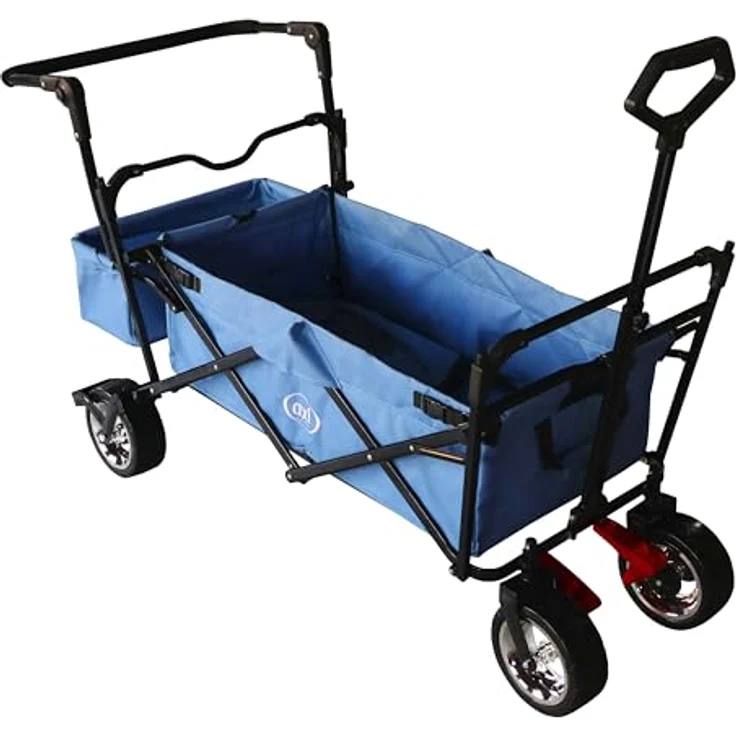 Ambia Garden Bollerwagen, faltbar mit Dach, grau, Metall/Textil, 59x102x134 cm, für Kinder ab 3 Jahren, bis 80 kg belastbar, 360° drehbare Vorderräder, inkl. Transporttasche – Bild 5