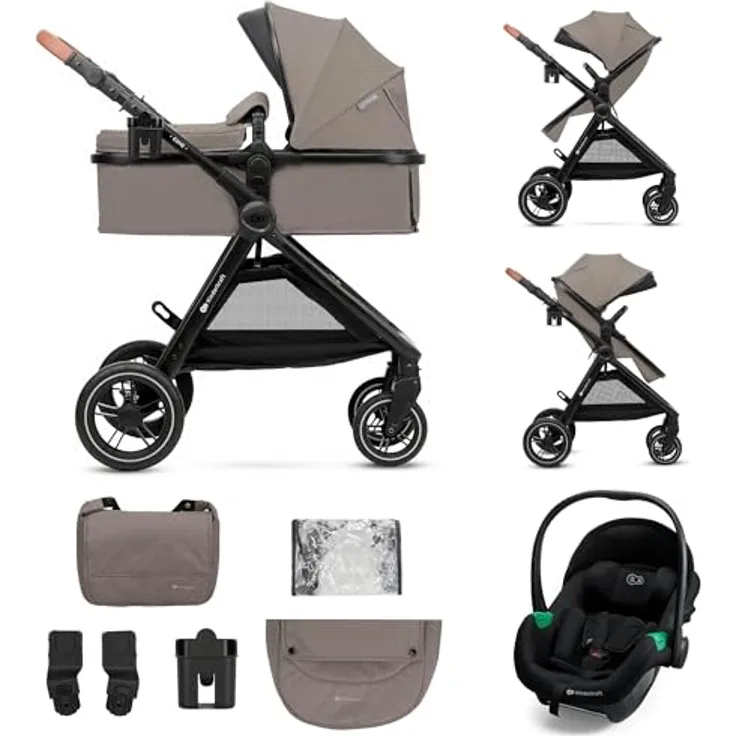 Kinderkraft ESME PRO 3in1 Kombikinderwagen, beige, bis 25 kg, leichtes Manövrieren