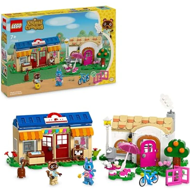 LEGO Animal Crossing Nooks Laden und Sophies Haus Set, kreatives Spielzeug für Kinder mit 2 Mini-Figuren, Geschenk für Mädchen und Jungen ab 7 Jahren 77050