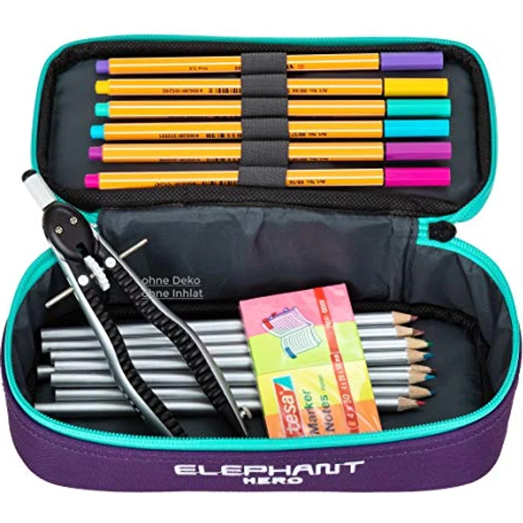 Mäppchen Mädchen Etui Federtasche Mäppchenbox groß Pennal Schülermäppchen pencil case Elephant Box Large 12800 + 6 Stifte (Violet Cube (Lila-Türkis)) – Bild 4
