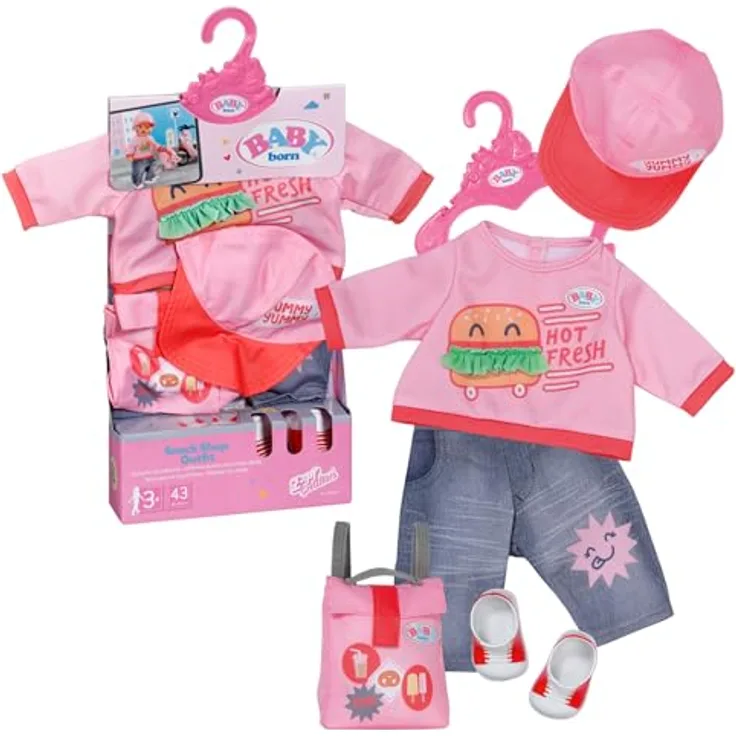 BABY Born Snack Shop Outfit, Verkäufer-Outfit mit Cap, Schuhen und Rucksack für 43cm Puppen, Zapf Creation - Preisvergleich