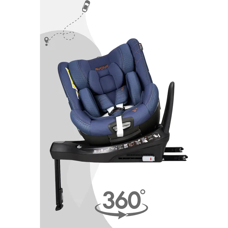 AVOVA Alera 1 Reboard Kindersitz, 360° drehbar, i-Size ECE R129, 40–105 cm, Mountain Blue - Copper