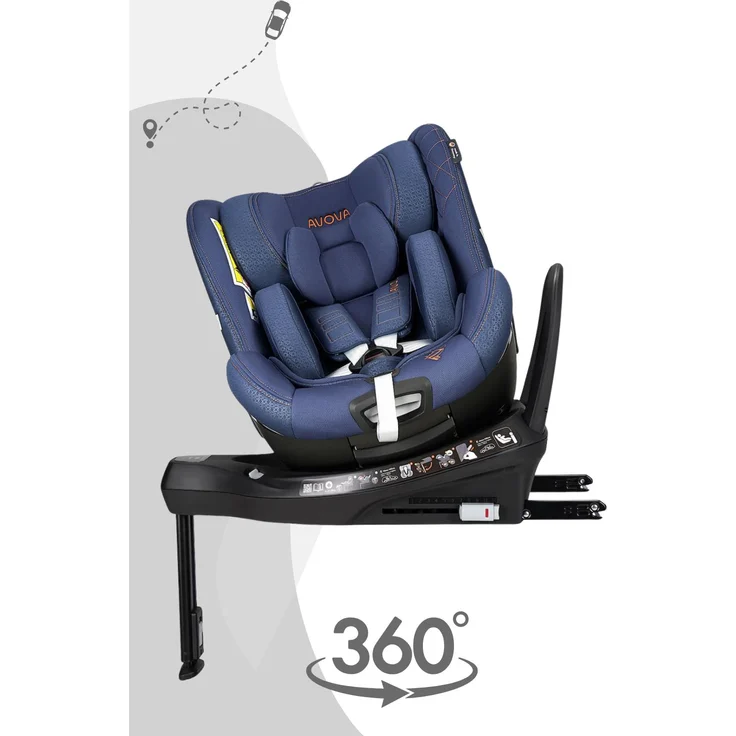 AVOVA Alera 1 Reboard Kindersitz, 360° drehbar, i-Size ECE R129, 40–105 cm, Mountain Blue - Copper