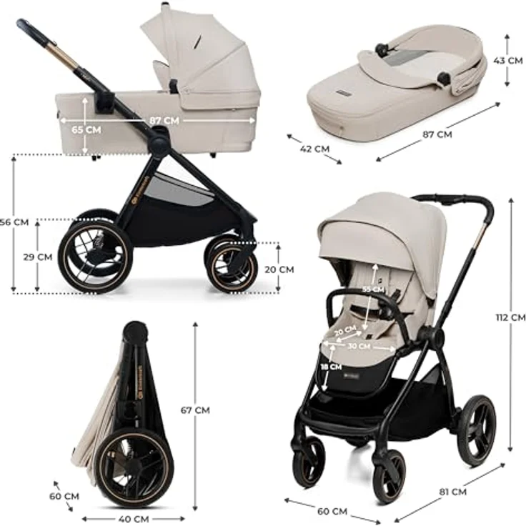 Kinderkraft Kombi-Kinderwagen NEA 2.0, 2 in 1 bis 22 kg mit Babywanne, umsetzbarem Sportsitz, Teleskopschieber, Soft Beige, inkl. Zubehörset und Gratis Mobilitätsgarantie – Bild 16