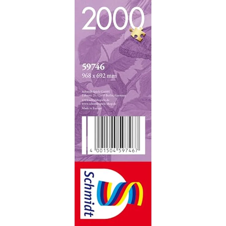 Schmidt Spiele 59746 Wunderschöner Schmetterlingsgarten, 2000 Teile Puzzle, maßstabsgerechte Leinenstruktur, spezieller Mattlack für spiegelfreies Puzzeln – Bild 2