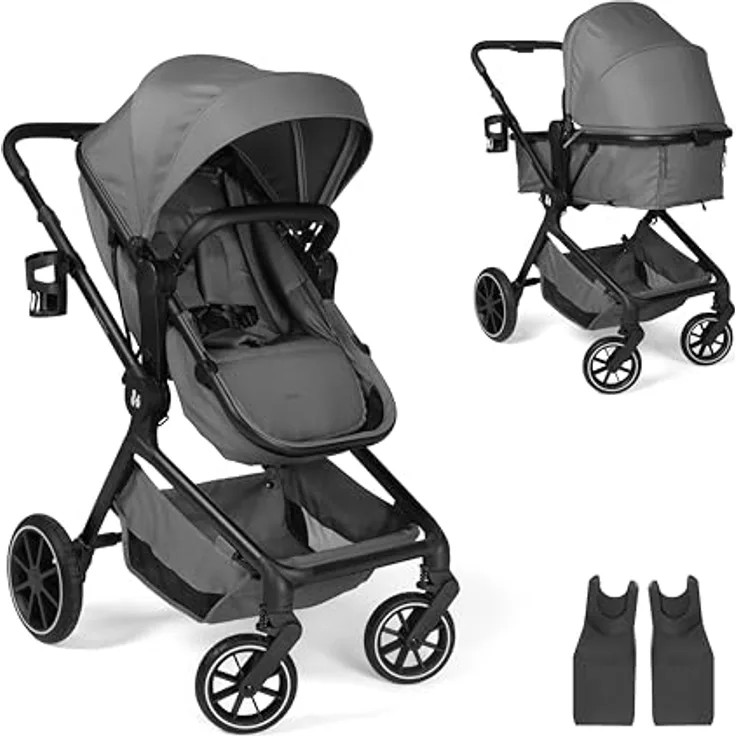 Hauck 2in1 Kinderwagen Convert N Care, ab Geburt bis 4 Jahre, Dark Grey, inkl. Matratze und Babyschalen-Adapter
