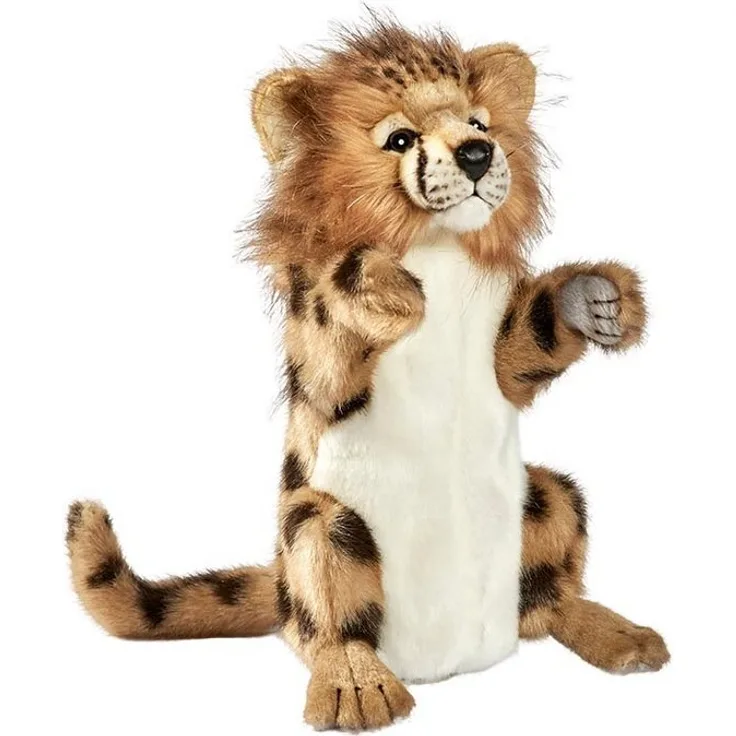 Hansa Creation Handpuppe Gepard, handgefertigtes Kuscheltier mit realistischem Punktmuster und Tränenstreifen