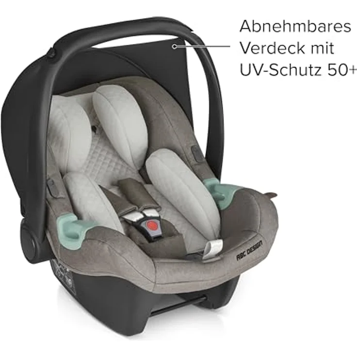 ABC Design Babyschale Tulip (Autositz Gruppe 0+ / i-Size) - Pure Edition - Nature, mit Sonnenschutz UV 50+ und modularem Sitzverkleinerer – Bild 2