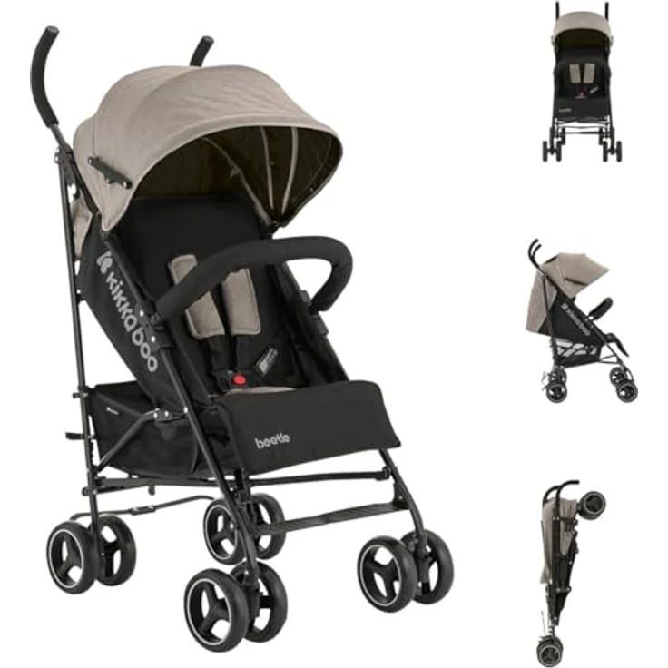 Kikkaboo Kinderwagen Käfer, Stahlrahmen, Korb, abnehmbare Vorderräder, Fußstütze, Farben:braun – Bild 2