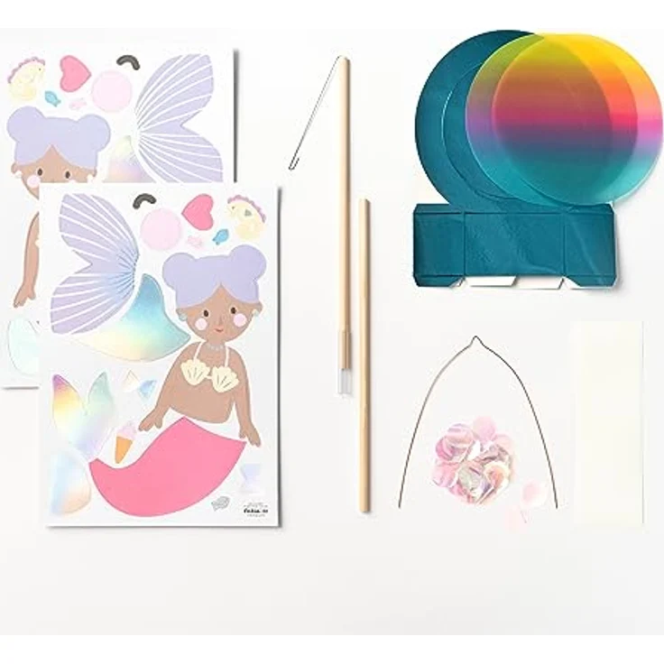 folia 94201 - Laternen Bastelset UNDERWATER DREAMS, ca. 10 x 23 x 33 cm - Bastelmaterial für eine Laterne, gestaltbar als Meerjungfrau oder Kugelfisch, Mittel – Bild 2