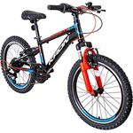 KRON XC 75 Kinder Mountain Bike 20 Zoll ab 6 Jahre | Aluminium MTB Fahrrad 7 Gang Shimano, V-Bremse, 11 Zoll Rahmen, Schwarz Rot