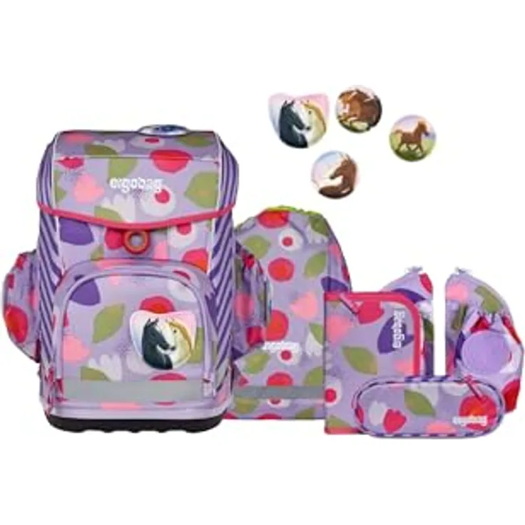 ergobag cubo light Set ergonomischer Schulrucksack, extra leicht, Set 5-teilig, 780 g, petrol